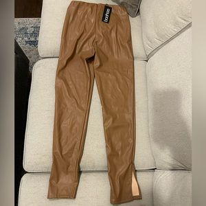 Tan Faux leather leggings